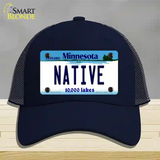 Native Minnesota State Novelty License Plate Hat Mesh / Navy