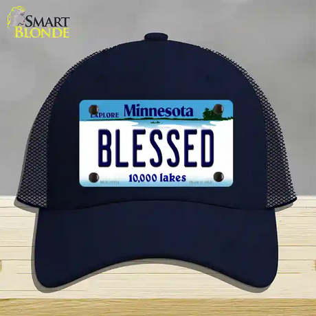 Blessed Minnesota State Novelty License Plate Hat Mesh / Navy