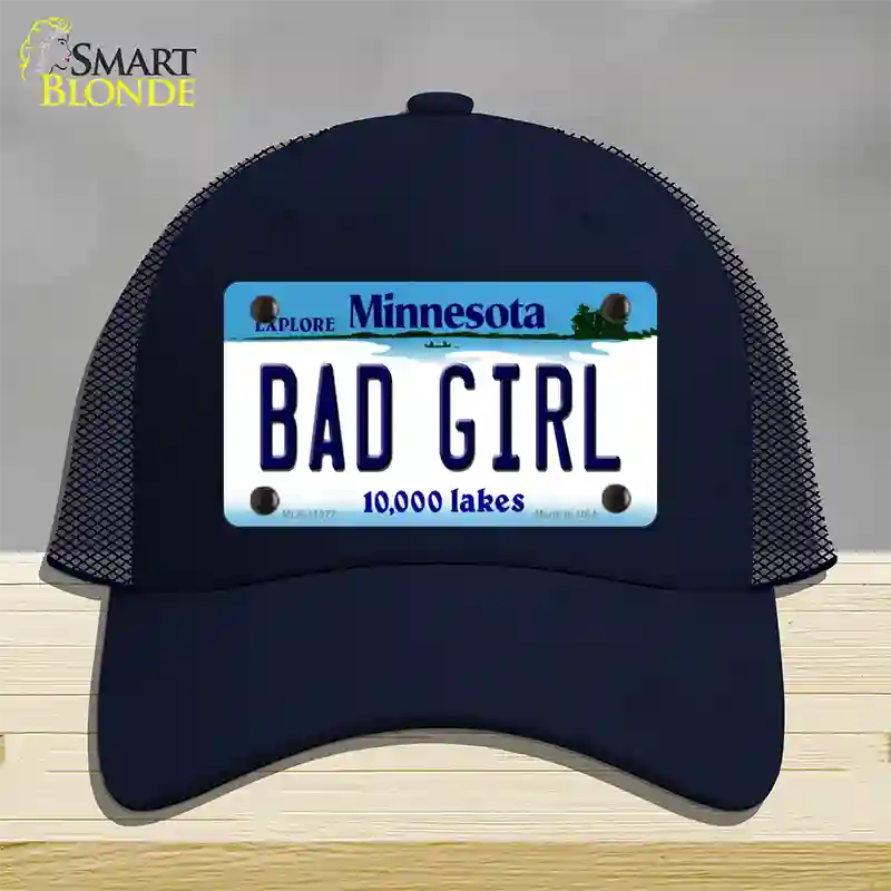 Bad Girl Minnesota State Novelty License Plate Hat Mesh / Navy