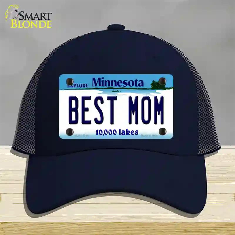 Best Mom Minnesota State Novelty License Plate Hat Mesh / Navy