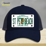 St Pete Beach Florida Novelty License Plate Hat Mesh / Navy