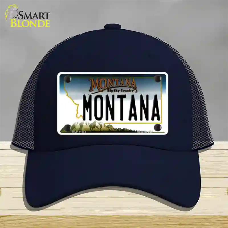 Montana State Novelty License Plate Hat Mesh / Navy