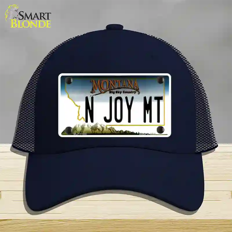 N Joy MT Montana State Novelty License Plate Hat Mesh / Navy