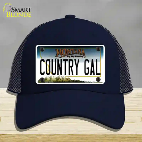 Country Gal Montana State Novelty License Plate Hat Mesh / Navy