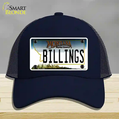 Billings Montana State Novelty License Plate Hat Mesh / Navy