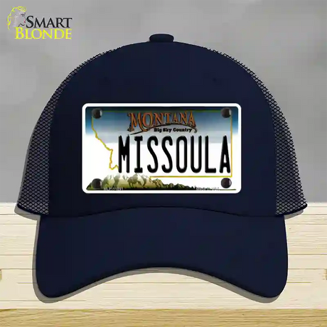 Missoula Montana State Novelty License Plate Hat Mesh / Navy