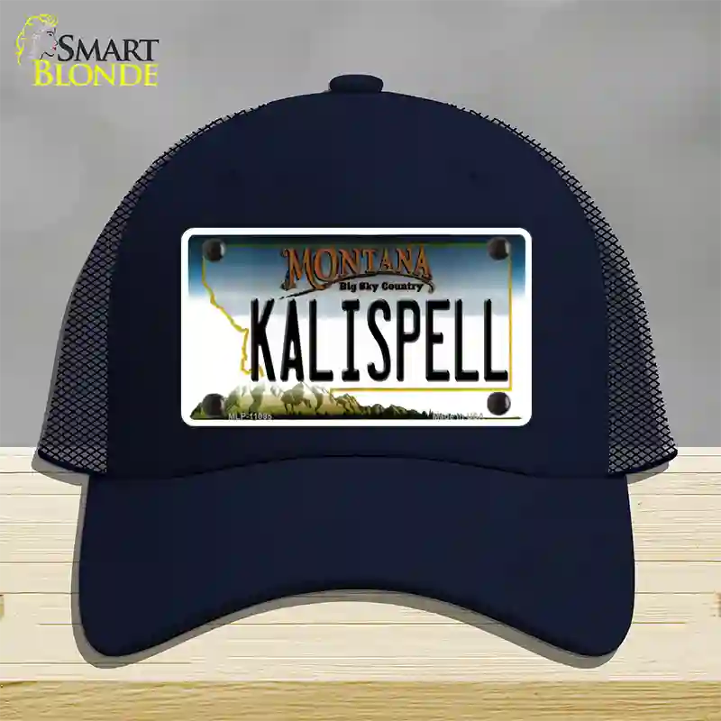 Kalispell Montana State Novelty License Plate Hat Mesh / Navy