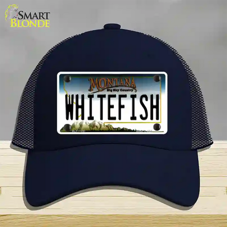 Whitefish Montana State Novelty License Plate Hat Mesh / Navy