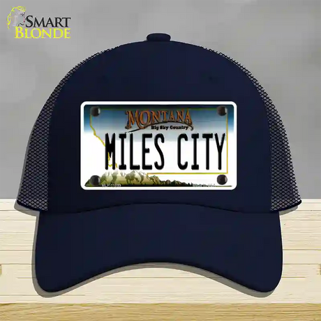 Miles City Montana State Novelty License Plate Hat Mesh / Navy