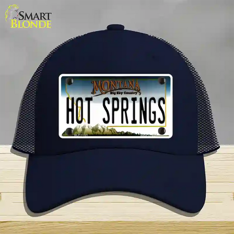 Hot Springs Montana State Novelty License Plate Hat Mesh / Navy