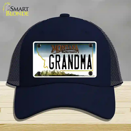 Grandma Montana State Novelty License Plate Hat Mesh / Navy