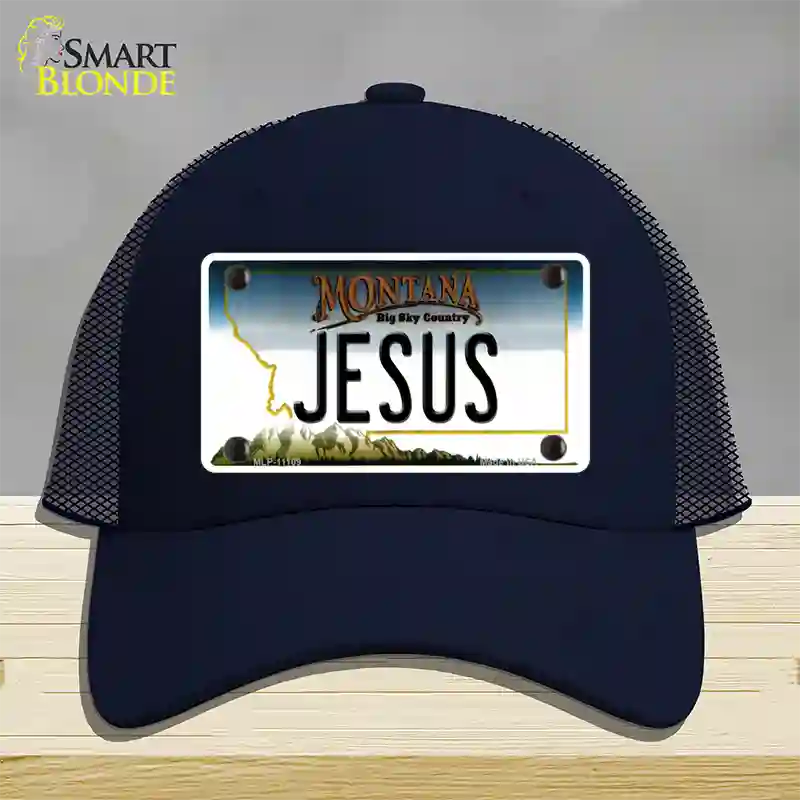 Jesus Montana State Novelty License Plate Hat Mesh / Navy