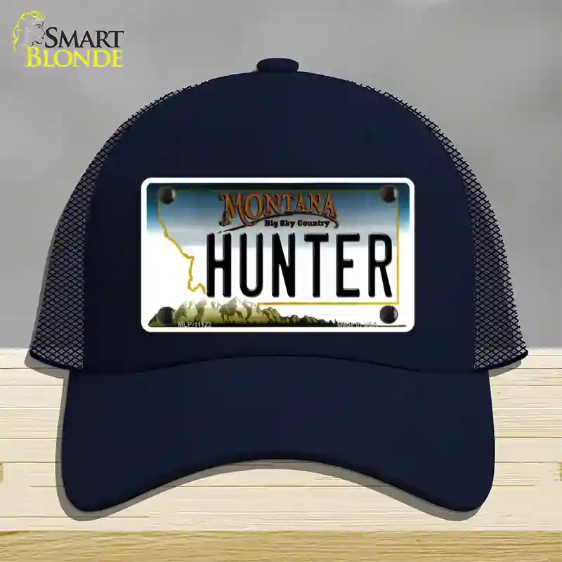 Hunter Montana State Novelty License Plate Hat Mesh / Navy