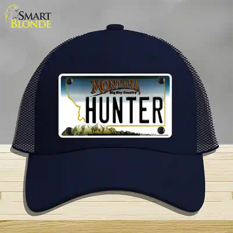 Hunter Montana State Novelty License Plate Hat Mesh / Navy