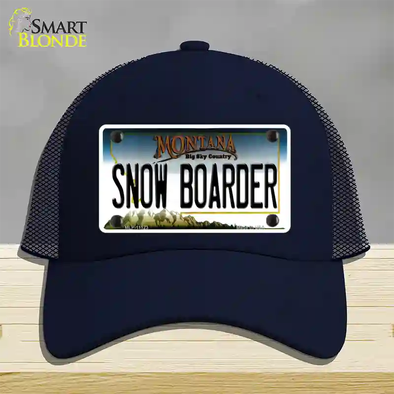 Snow Boarder Montana State Novelty License Plate Hat Mesh / Navy