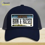 Born and Raised Montana State Novelty License Plate Hat Mesh / Navy