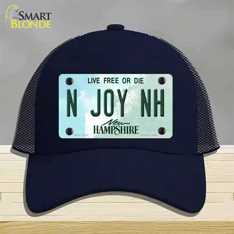 N Joy NH New Hampshire State Novelty License Plate Hat Mesh / Navy