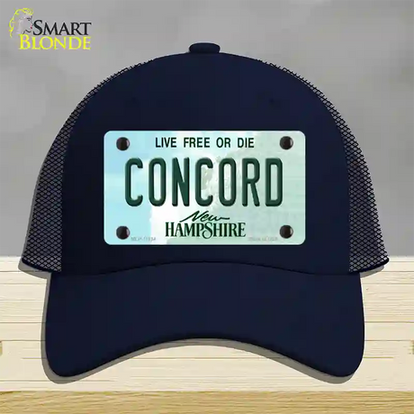 Concord New Hampshire State Novelty License Plate Hat Mesh / Navy