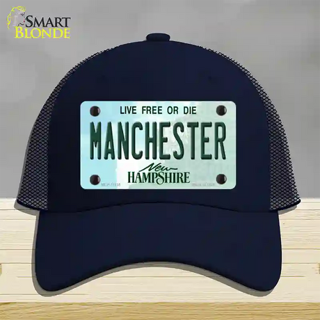 Manchester New Hampshire State Novelty License Plate Hat Mesh / Navy