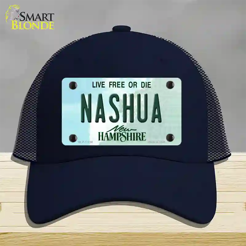 Nashua New Hampshire State Novelty License Plate Hat Mesh / Navy