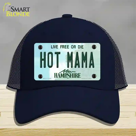 Hot Mama New Hampshire State Novelty License Plate Hat Mesh / Navy