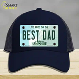 Best Dad New Hampshire State Novelty License Plate Hat Mesh / Navy