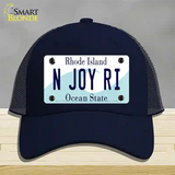 N Joy RI Rhode Island State Novelty License Plate Hat Mesh / Navy