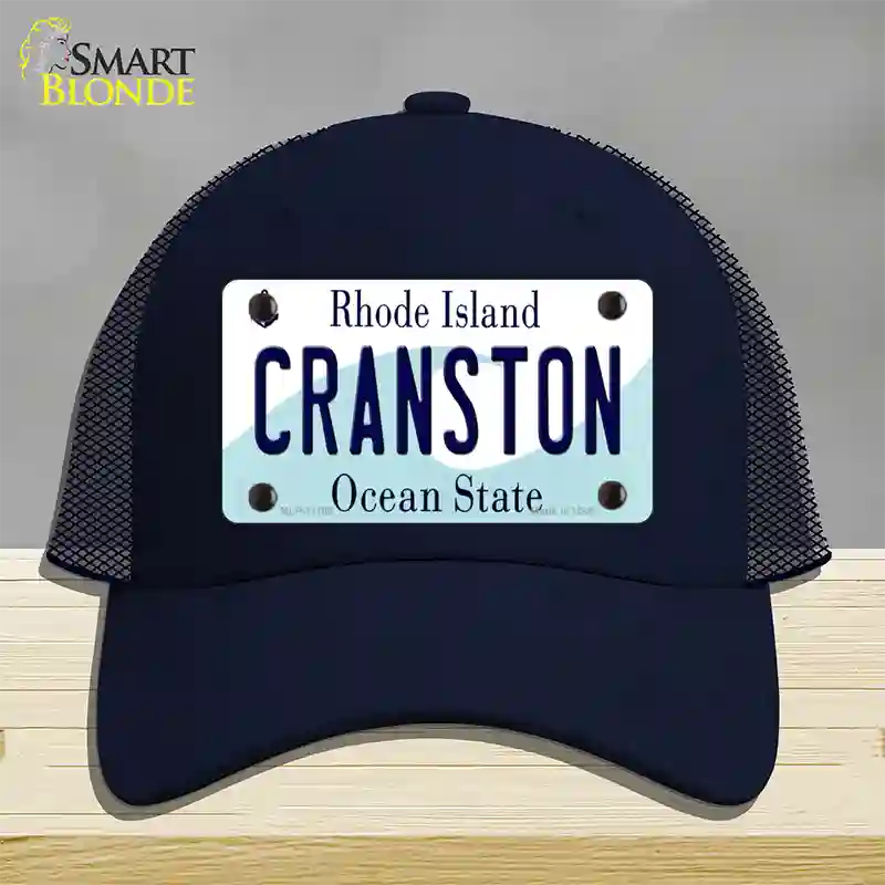 Cranston Rhode Island State Novelty License Plate Hat Mesh / Navy