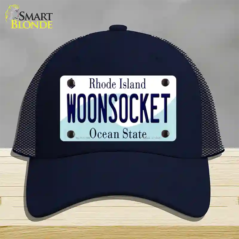 Woonsocket Rhode Island State Novelty License Plate Hat Mesh / Navy