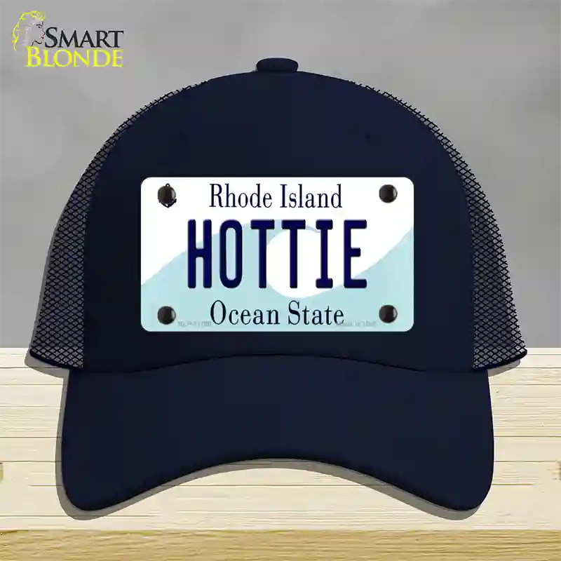 Hottie Rhode Island State Novelty License Plate Hat Mesh / Navy