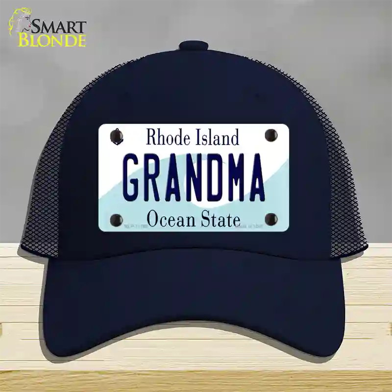 Grandma Rhode Island State Novelty License Plate Hat Mesh / Navy