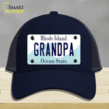 Grandpa Rhode Island State Novelty License Plate Hat Mesh / Navy