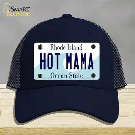 Hot Mama Rhode Island State Novelty License Plate Hat Mesh / Navy