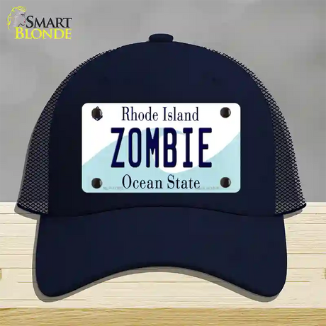 Zombie Rhode Island State Novelty License Plate Hat Mesh / Navy