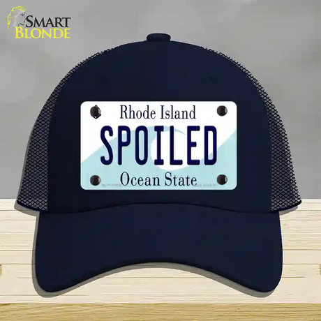 Spoiled Rhode Island State Novelty License Plate Hat Mesh / Navy