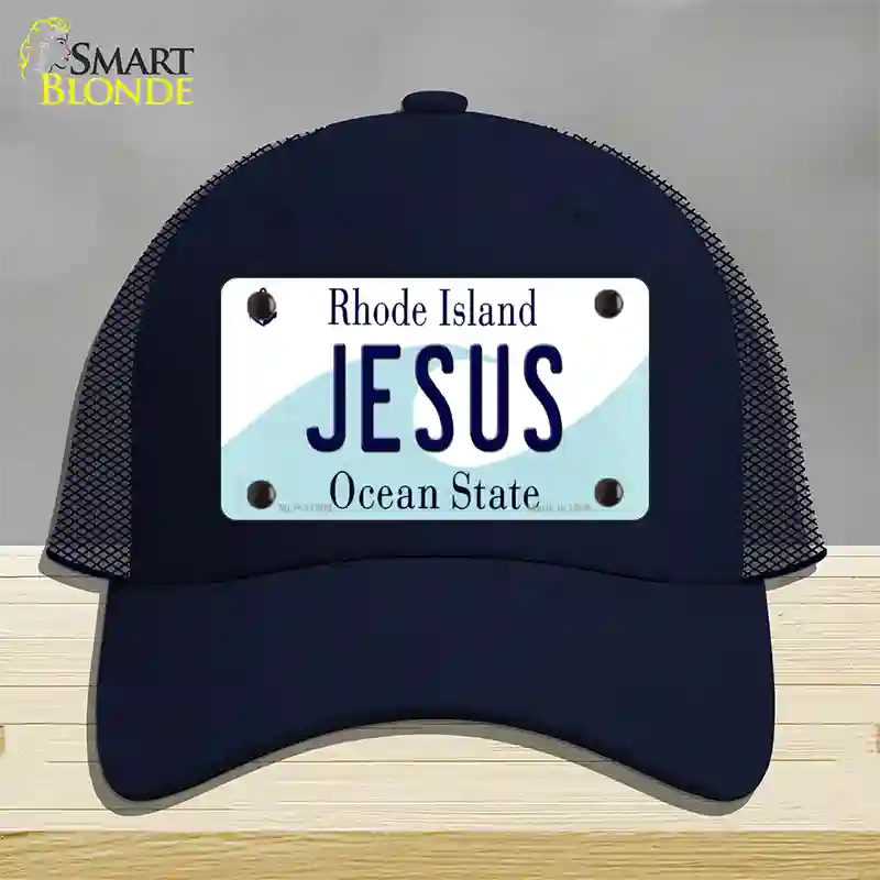 Jesus Rhode Island State Novelty License Plate Hat Mesh / Navy