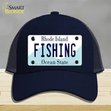 Fishing Rhode Island State Novelty License Plate Hat Mesh / Navy