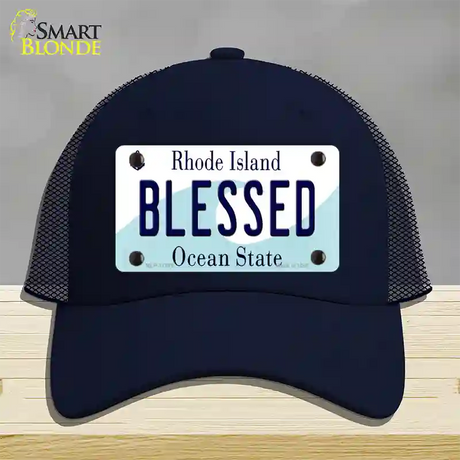 Blessed Rhode Island State Novelty License Plate Hat Mesh / Navy