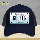 Golfer Rhode Island State Novelty License Plate Hat Mesh / Navy