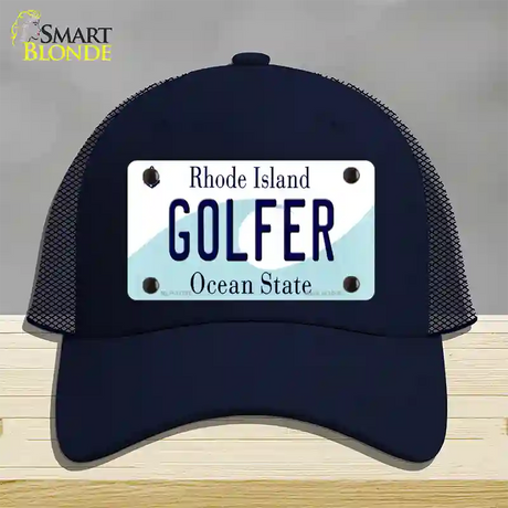 Golfer Rhode Island State Novelty License Plate Hat Mesh / Navy