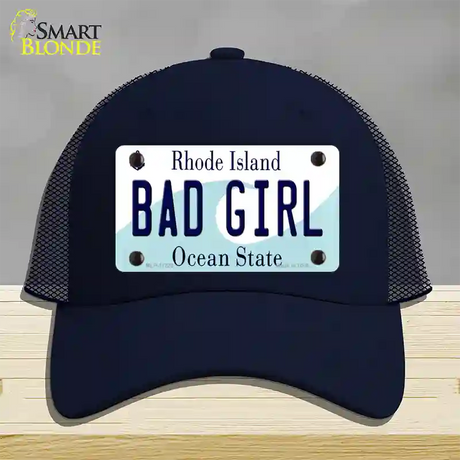 Bad Girl Rhode Island State Novelty License Plate Hat Mesh / Navy