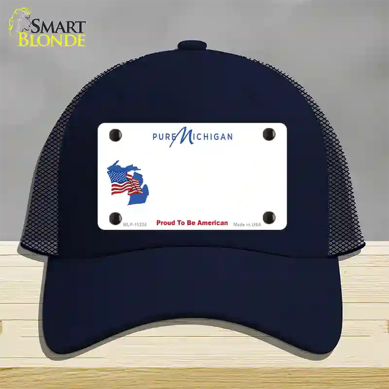 Pure Michigan Proud To Be American Novelty License Plate Hat Mesh / Navy