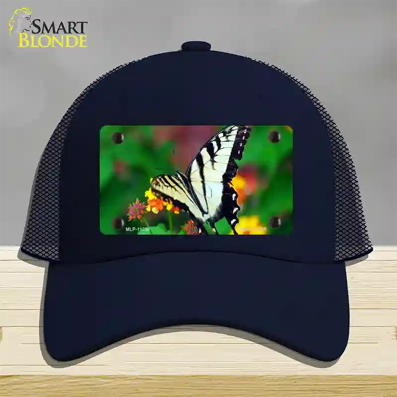 Butterfly Black and White Novelty License Plate Hat Mesh / Navy