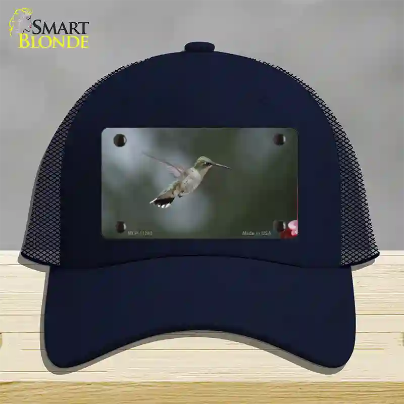 Hummingbird In Flight Novelty License Plate Hat Mesh / Navy