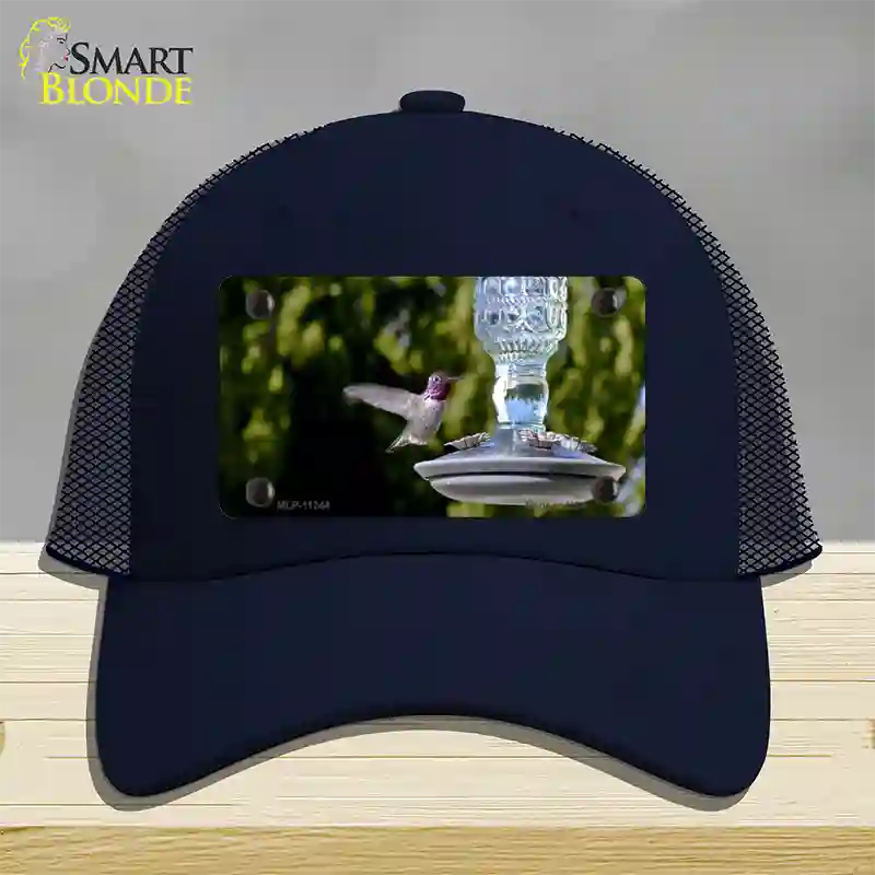 Hummingbird At Feeder Novelty License Plate Hat Mesh / Navy