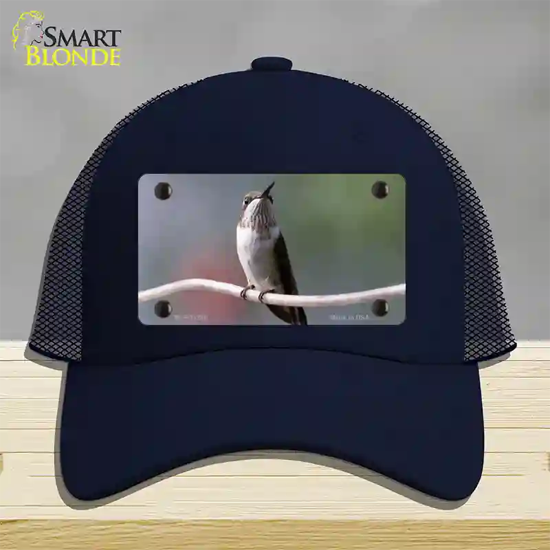 Hummingbird Perched On Branch Novelty License Plate Hat Mesh / Navy