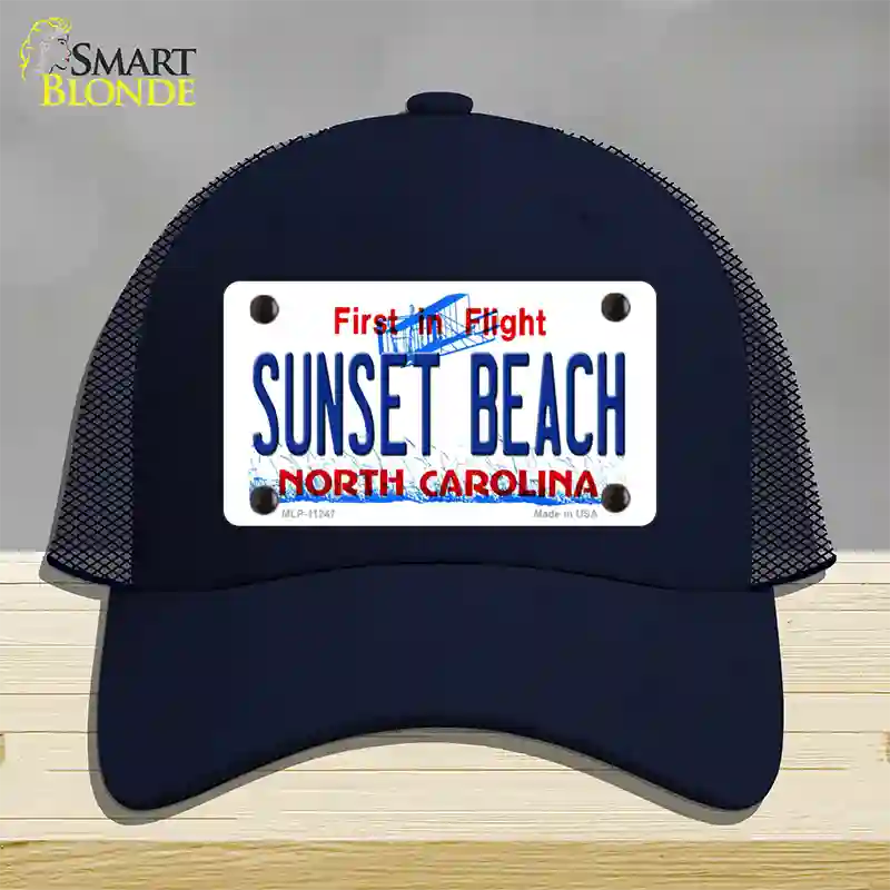 Sunset Beach North Carolina State Novelty License Plate Hat Mesh / Navy