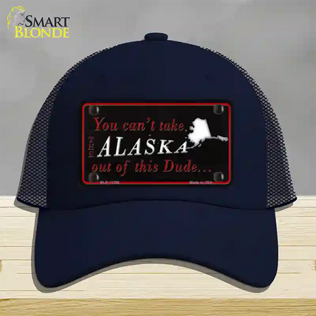 Alaska Dude Novelty License Plate Hat Mesh / Navy