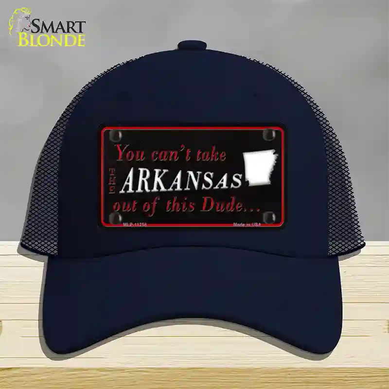 Arkansas Dude Novelty License Plate Hat Mesh / Navy