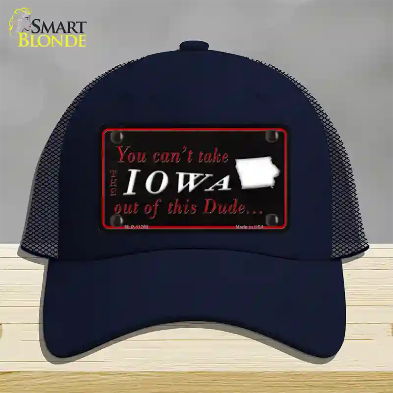 Iowa Dude Novelty License Plate Hat Mesh / Navy